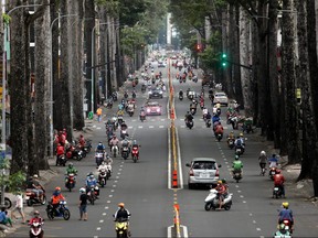 A view shows low traffic on a street in Ho Chi Minh city, amid the COVID-19 outbreak in Vietnam, Aug. 20, 2021.