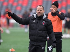 Phillip Dos Santos, Technical Director, makes a point as the Ottawa Fury practice at TD Place. Dos Santos was named GM/coach of Valour. (Wayne Cuddington/ Ottawa Citizen File)