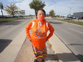 Sophie Lockhart is a residential school survivor, she walked 1,000 Km to Winnipeg to raise awareness of the residential school experience.     Wednesday, September 29/2021.Winnipeg Sun/Chris Procaylo/stf
