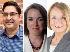 Omar Khan, from left, Kate Harrison and Peggy Nash.