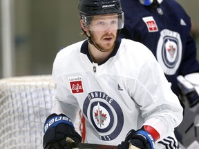 Evgeny Svechnikov in front of the net during Winnipeg Jets pro minicamp at Bell MTS Iceplex in west Winnipeg on Wednesday, Sept. 16, 2021.