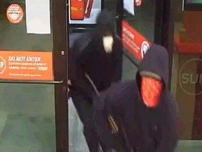 RCMP released the images of two suspects alleged to have been involved in an armed robbery at a business in Ste. Agathe, on Sept. 17 at around 1:55 a.m.