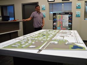 During a media event in October, David Thomas of Peguis First Nation showed a 3D model of what the former Kapyong Barracks site along Kenaston Boulevard will look like, once it is transformed into a brand new urban reserve. Photo by Dave Baxter /Winnipeg Sun/Local Journalism Initiative