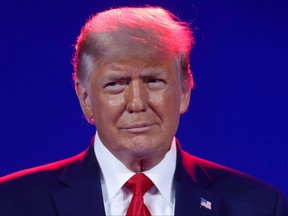 Former U.S. president Donald Trump speaks at the Conservative Political Action Conference (CPAC) in Orlando, Fla., Feb. 28, 2021.