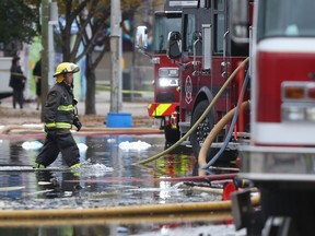 Fire crews responded to a fire in a multi unit commercial building in the 800 block of Main Street, in Winnipeg on Sunday. The building was destroyed.