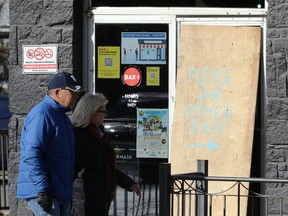 A sign outside Bar Italia on Corydon Avenue in Winnipeg on Mon., Oct. 25, 2021. There was gunfire at the club in the early morning hours of Saturday.