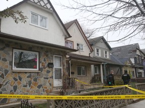 Police are investigating a homicide in the 300 block of Toronto Street, in Winnipeg.    Thursday, October 28/2021.Winnipeg Sun/Chris Procaylo/stf