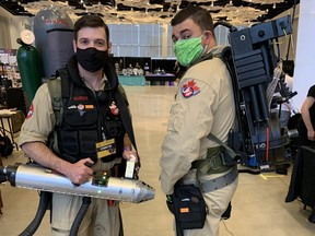 Winnipeg Ghostbusters Adam Giardino (left) and Kris Rutherford (right) were excited for the kick-off of Comiccon at the RBC Convention Centre on Friday, Oct. 29, 2021.