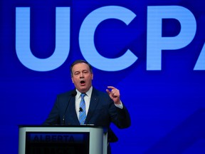 Alberta Premier Jason Kenney makes his keynote speech at the United Conservative Party annual general meeting in Calgary on Saturday, November 20, 2021. Gavin Young/Postmedia