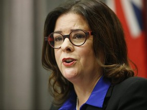 Manitoba Premier Heather Stefanson speaks to media prior to the reading of the Speech from the Throne at the Manitoba Legislature in Winnipeg, Tuesday, November 23, 2021.   John Woods/Pool/Canadian Press