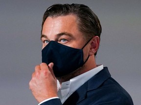 Actor Leonardo DiCaprio participates in the Global Methane Pledge event during the UN Climate Change Conference (COP26) in Glasgow, Scotland, November 2, 2021.