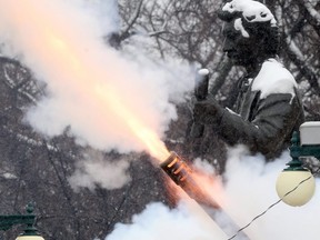 Canadian Armed Forces performed a 21 gun salute at the Manitoba Legislative Building today during a Remembrance Day ceremony, in Winnipeg.  Chris Procaylo,  Thursday Nov. 11. 2021 Winnipeg Sun