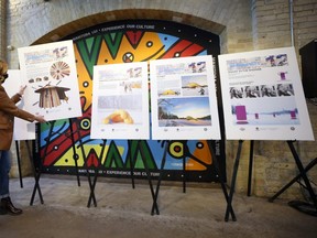 Clare McKay, vice-president of Strategic Initiatives for Forsk North Portage, unveils new warming hut designs at the Forks in Winnipeg on Thurs., Nov. 25, 2021.  KEVIN KING/Winnipeg Sun/Postmedia Network