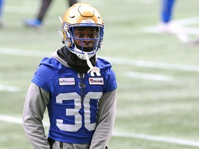 Defensive back Winston Rose during Winnipeg Blue Bombers practice on Tuesday, Nov. 2, 2021.