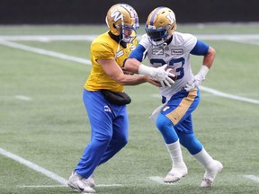 Running back Andrew Harris practised for the second straight day. Kevin King/Winnipeg Sun