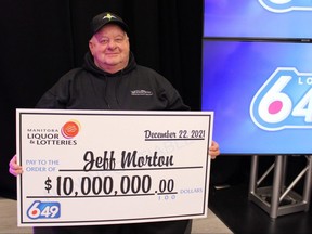 Jeff Morton won $10 million on the August 14 LOTTO 6/49 draw. Handout