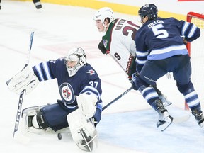 Jets goalie Connor Hellebuyck hasn’t been getting much support from the offence of late.