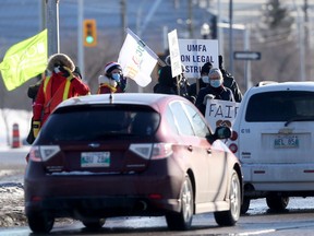 A picket line on campus at the University of Manitoba, in Winnipeg on Friday, Dec. 3, 2021.