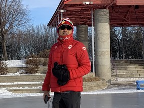 Winnipeg ultramarathon runner Junel Malapad prepares to head out for his sixth annual Change Boxing Day to Running Day event in support of Siloam Mission.