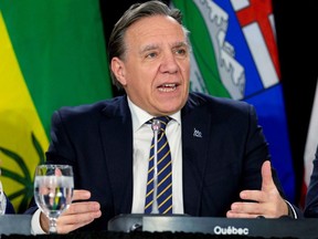 Quebec Premier Francois Legault is seen during a news conference after a meeting with provincial premiers in Toronto, Dec. 2, 2019.