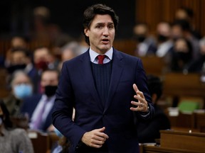 Prime Minister Justin Trudeau speaks during Question Period in the House of Commons on Parliament Hill in Ottawa, Dec. 8, 2021.