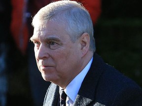 In this file photo taken on January 19, 2020, Britain's Prince Andrew, Duke of York, arrives to attend a church service at St Mary the Virgin Church in Hillington, Norfolk, eastern England.