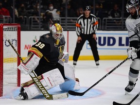 With Robin Lehner still sidelined with injury, it appears former Jets' backup Laurent Brossoit will get the start for Vegas Golden Knights.