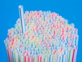 Plastic drinking straws.