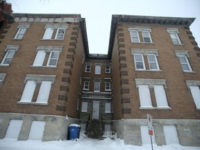 This boarded up apartment block at 590 Victor Street in Winnipeg is one of a few locations that will soon house people in need thanks to government funding announced Tuesday. Chris Procaylo/Winnipeg Sun