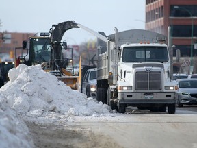 Snow removal in progress in Winnipeg on Friday, Jan. 28, 2022.