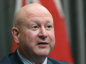 Dr. Brent Roussin, chief provincial public health officer, speaks during a COVID-19 update at the Manitoba Legislative Building in Winnipeg on Wed., Feb. 2, 2022.  KEVIN KING/Winnipeg Sun/Postmedia Network