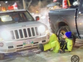 On Friday night, Winnipeg Police were advised of a motor vehicle collision near Broadway and Memorial Boulevard. The initial information was that a westbound white Jeep Patriot had driven through the group of Freedom Convoy protesters. The Jeep struck four adults. Three sustained minor injuries and were treated at the scene by Winnipeg Fire Paramedic Service. The fourth was treated in hospital and released.