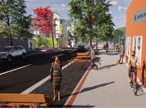 Artist’s renderings show plans for the city of Selkirk’s Eveline Street reconstruction project, which will include improvements and upgrades of active transportation options in the city. Handout photo