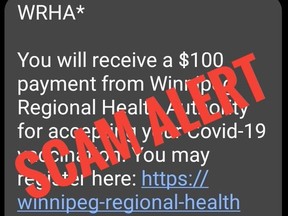 The WRHA has recently been made aware that members of the community are receiving text messages claiming to be from the Winnipeg Regional Health Authority “WRHA” and asking recipients to click on an e-transfer link.