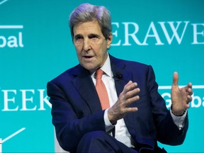 U.S. Special Presidential Envoy for Climate John Kerry speaks during the CERAWeek energy conference 2022 in Houston, Texas, March 7, 2022.