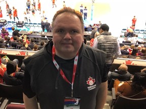 Andrei Halkewycz in Vancouver attending Team Canada’s NORCECA men’s Tokyo Olympic qualifier in January 2020.