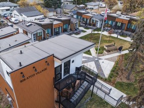 A tiny home village built by Homes for Heroes in Calgary.