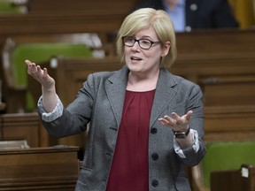 Employment, Workforce Development and Disability Inclusion Minister Carla Qualtrough responds to a question during Question Period in the House of Commons, Nov. 23, 2020 in Ottawa.