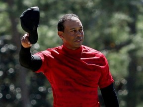 Tiger Woods of the U.S. on the 18th green during the final round.