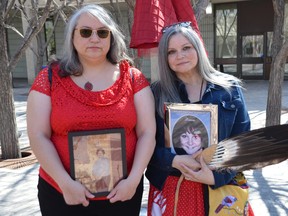 Kim McPherson and Gerri Pangman, who have both lost women in their lives to murder, took part in an event in Winnipeg on Thursday that was held to recognize the National Day of Awareness for Missing and Murdered Indigenous Women and Girls in Canada. Photo by Dave Baxter /Winnipeg Sun/Local Journalism Initiative
