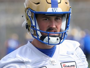 Punter Tom Hackett takes part in the Winnipeg Blue Bombers' rookie camp on May 11, 2022. The Melbourne native was a two-time winner of the Ray Guy Award as the best punter in U.S. college football (University of Utah).