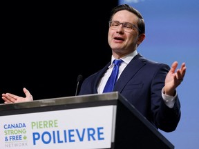 Conservative Party of Canada leadership hopeful Pierre Poilievre takes part in a debate at the Canada Strong and Free Networking Conference in Ottawa, Ontario, Canada May 5, 2022. REUTERS/Blair Gable