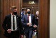 Prime Minister Justin Trudeau leaves a caucus meeting on Parliament Hill in Ottawa on Wednesday, May 4, 2022.