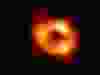 This is the first image of Sagittarius A* (or Sgr A* for short), the supermassive black hole at the centre of our galaxy.