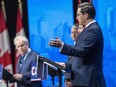 Conservative leadership candidates Leslyn Lewis, Roman Baber, Jean Charest, Scott Aitchison, Patrick Brown and Pierre Poilievre, take part in the Conservative Party of Canada English leadership debate on Wednesday, May 11, 2022 in Edmonton. Greg Southam-Postmedia