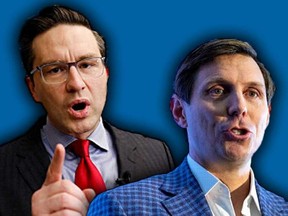 Conservative Party leadership candidates Pierre Poilievre (L) and Patrick Brown exchanged barbs on Twitter on March 14, 2022.