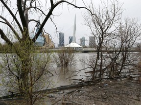 High water in the Red River near the Provencher Bridge in Winnipeg on Wed., May 18, 2022.  KEVIN KING/Winnipeg Sun/Postmedia Network