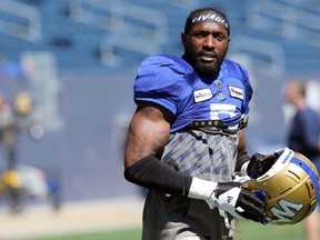 Defensive end Willie Jefferson at Winnipeg Blue Bombers training camp on Sunday, May 22, 2022.