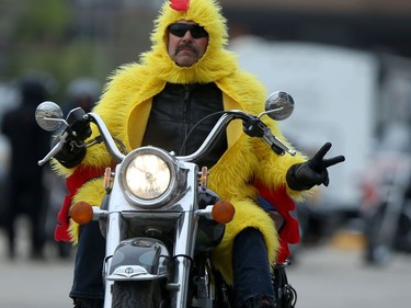 A rider participates in the 14th Motorcycle Ride for Dad in Winnipeg on Saturday, May 28, 2022.