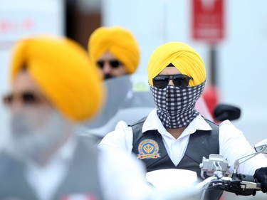 Members of the Sikh Motorcycle Club of Manitoba participating in the 14th Motorcycle Ride for Dad in Winnipeg on Saturday, May 28, 2022.